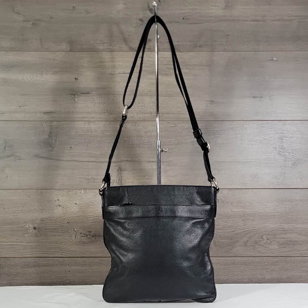 Coach Charles Black Leather Crossbody Messenger Ipad  Bag